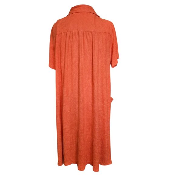 VTG 70s‎ Orange Thin Terry House Dress Robe Sz L XL Pockets 2 Pc Set Terrycloth - Picture 6 of 11